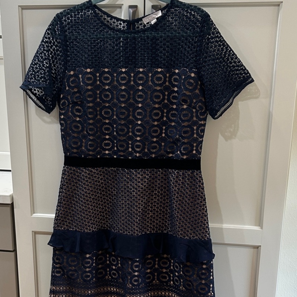 Elegant Navy Lace Dress